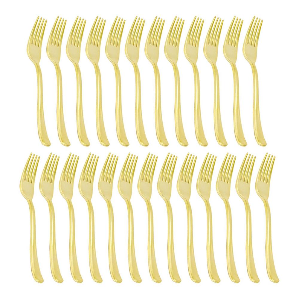 

25pcs Party Tableware Set Golden Cutlery Tableware for Dinner Wear-Resistant Dinnerware with Comfortable Grip for Wedding Picnic