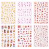 Stylish Fall Fruit and Maple Leaf Nail Art Decals 6 Sheets Easy Apply Nail Stickers Pumpkin Nail Stickers for Women