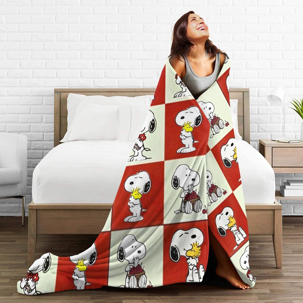 Snoopys Woodstock Blanket Cartoon Fleece Throw Blanket Summer Air Conditioning Personalised Soft Warm Bedsprea,