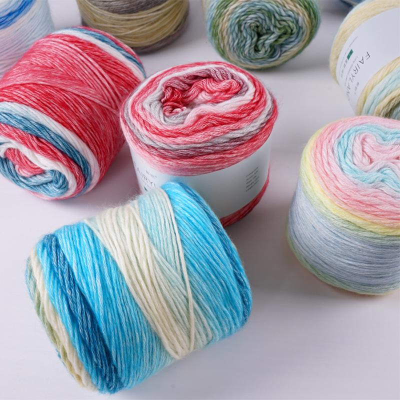100g 240M 1 Roll Rainbow Woollen Yarn New Soft Hand Woven Yarn Hat Scarf Sweater Gradient Color Dyeing Crocheting Blend Yarn