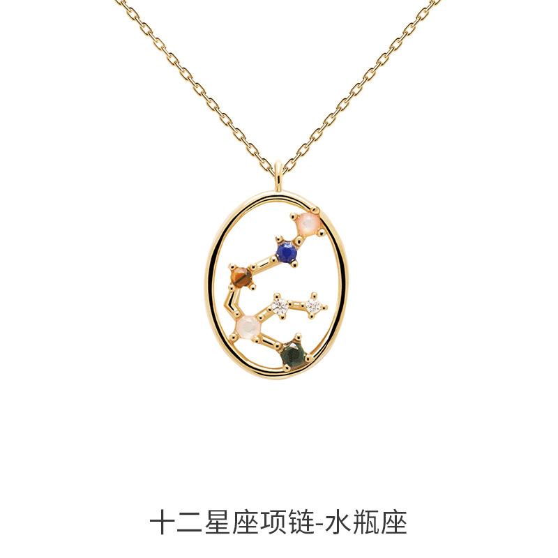 New 925 Sterling Silver 12 Constellation Necklace Personality Charm Fashion Style Pendant Choker for Women Fine Jewelry