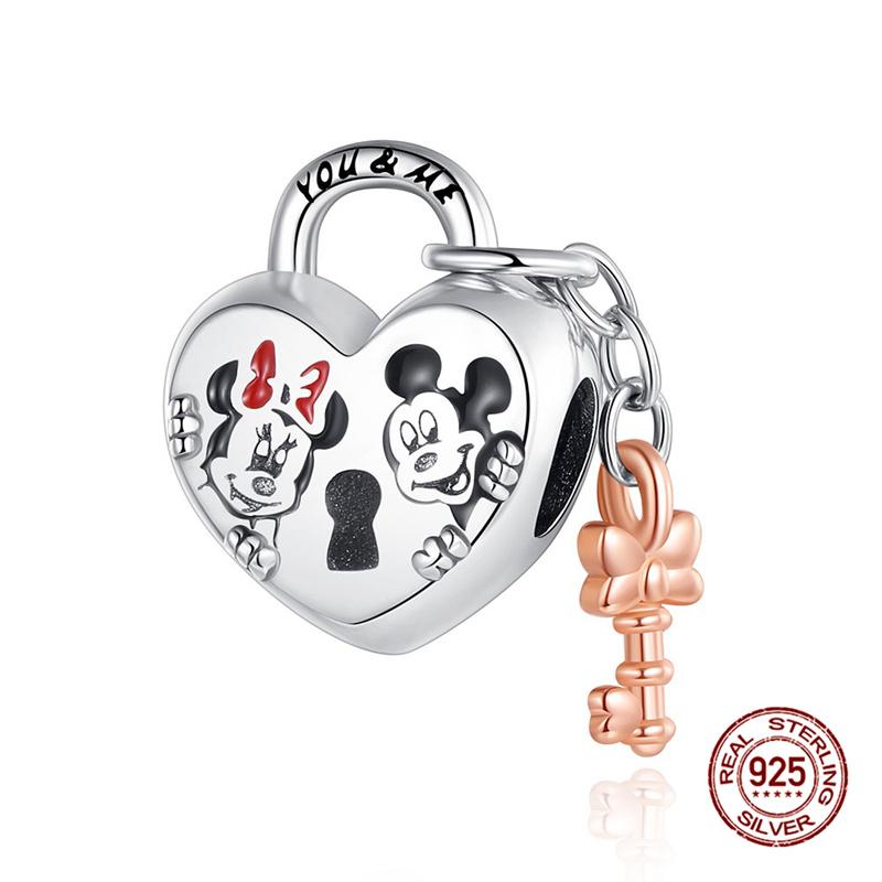 Copper Charms Fits Charms 3Mm Original Bracelet Womens Heart-Shaped Key Charms Beads Diy Fine Jewelry Gifts