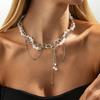 Shining Star Love Pendant Collarbone Chain Choker Light Luxury Imitation Pearl Chain Fringed Necklace