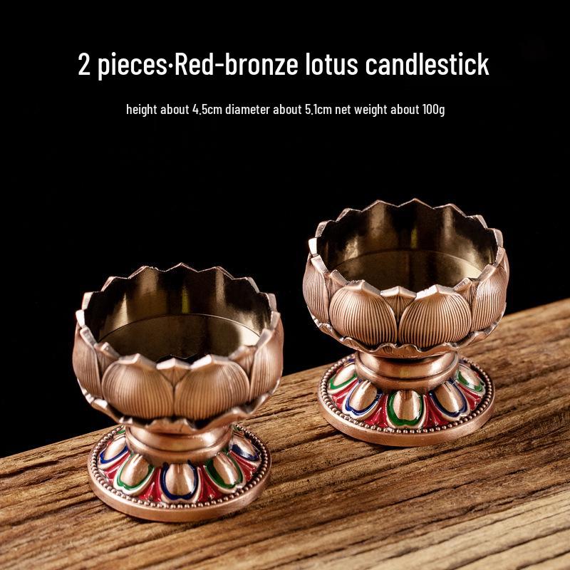 Ganzmetall Lotus Butterlampenhalter Set für Buddhistische Opfergaben