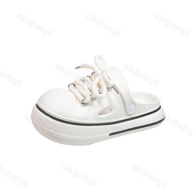 Fashion Women Slippers Platform Fashion Lace-up Clogs Soft EVA Summer Women Shoes Thick Sole Girls Indoor Street Slides Slip-on Sandals