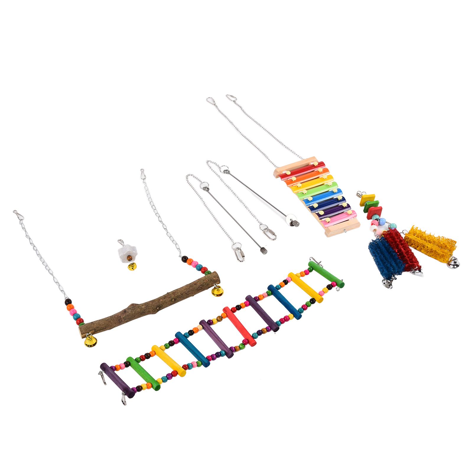 6pcs Chicken Toys Wooden Chicken Xylophone Swing Vegetable Fruits Holder Toy for Chicken Hen Bird