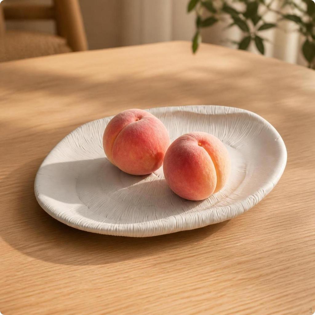 Minimalist Elliptical Platter | carved Textured Surface, Matte Painted Finish, Resin Tray, for
