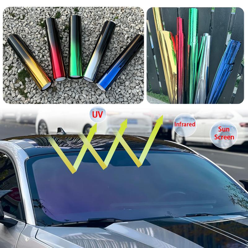 19.68in Wide Car Glass Solar Film Color Changing Film Waterproof Peel Paste Universal Insulation Film Privacy Window Car Home