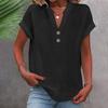 Camicia da donna a maniche corte con colletto alla coreana tinta unita, estate 2024