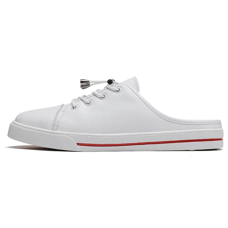 New Men's Slippers Tide Casual All-match Fashion Mens Shoes Genuine Leather Breathable Half Shoes For Men Luxury Half Slippers
