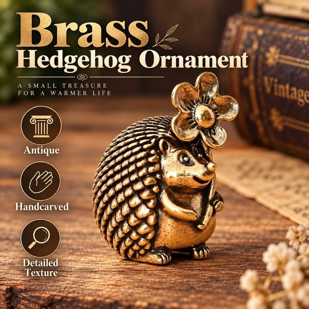Handcarved Copper Hedgehog Statue Antique Hedgehog Figurine Tea Pet Ornament Home Decor