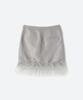 Moon Sun Ostrich Hair Mini Skirt / Silver