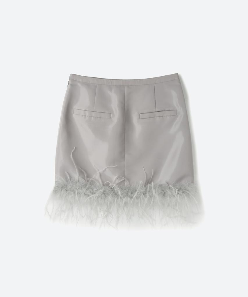 Moon Sun Ostrich Hair Mini Skirt / Silver