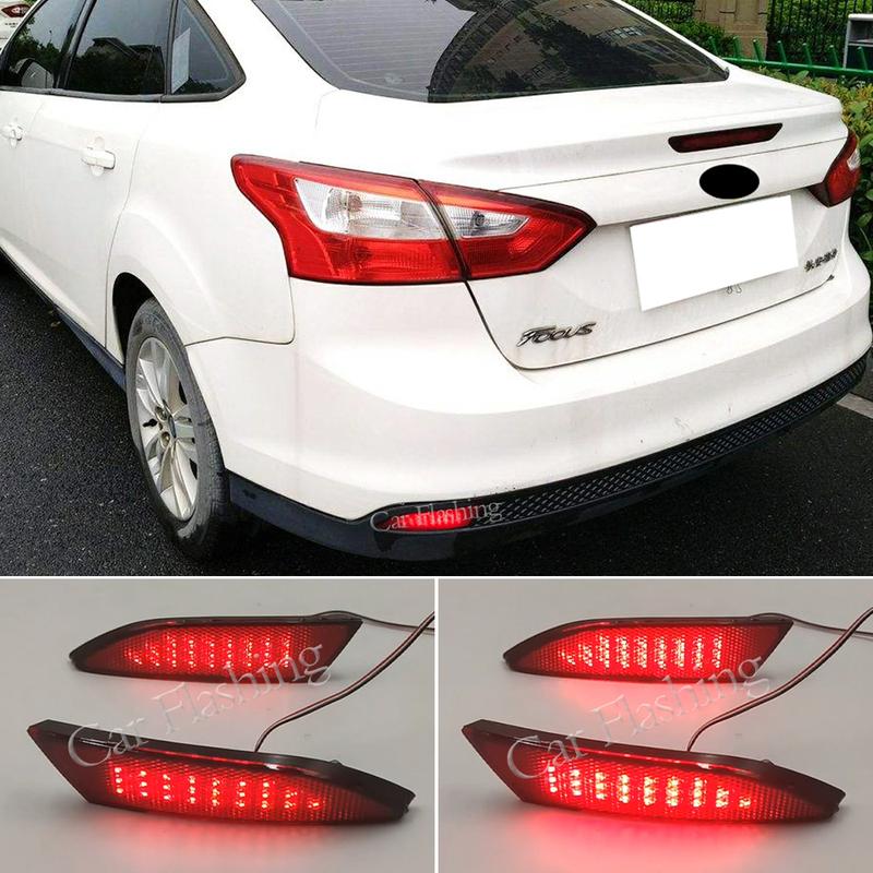 Car Flashing 1Set Auto LED Rear Bumper Reflector Light Braking Warning Lamp For Ford Focus 3 2011 2012 2013 2014 Sedan Hatchback