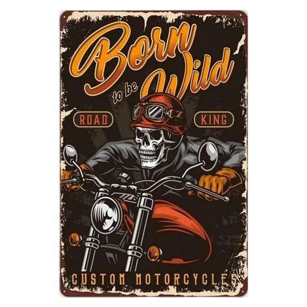 MotorcycleVintageCo Pinup Kovové cedule - Vintage umělecké plakáty - Železná malba Nástěnná dekorace - Pozvedne výzdobu v pánském doupěti a baru