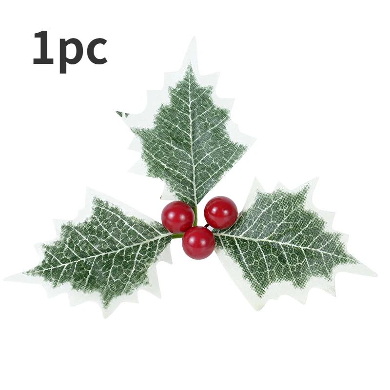 Christmas Holly Leaves Artificial Red Berry Flowers DIY Christmas Wreath Decoration Home Christmas New Year Decoration