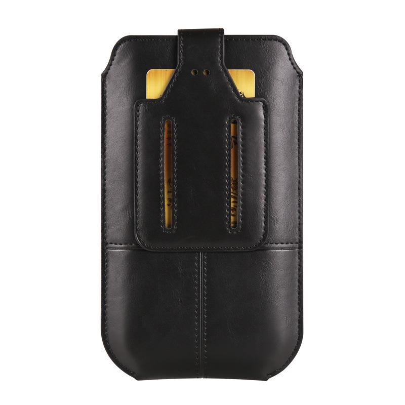7.2-inch Ultra-thin Vertical Leather Waist Bag for Apple, Samsung, and Huawei Phones - Flip Business Belt Pouch