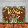 Tropische Tiki Bar Fotografie Hintergrund Blume Totem Banner Hawaii Meeresblick Hintergrund Babyparty Kindergeburtstagsparty Dekoration