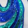2Pcs/Set Blue Golden Sequin Embroidered Patch Repair AppliqueLace DlY Clothing Sewing Decoration Accessories