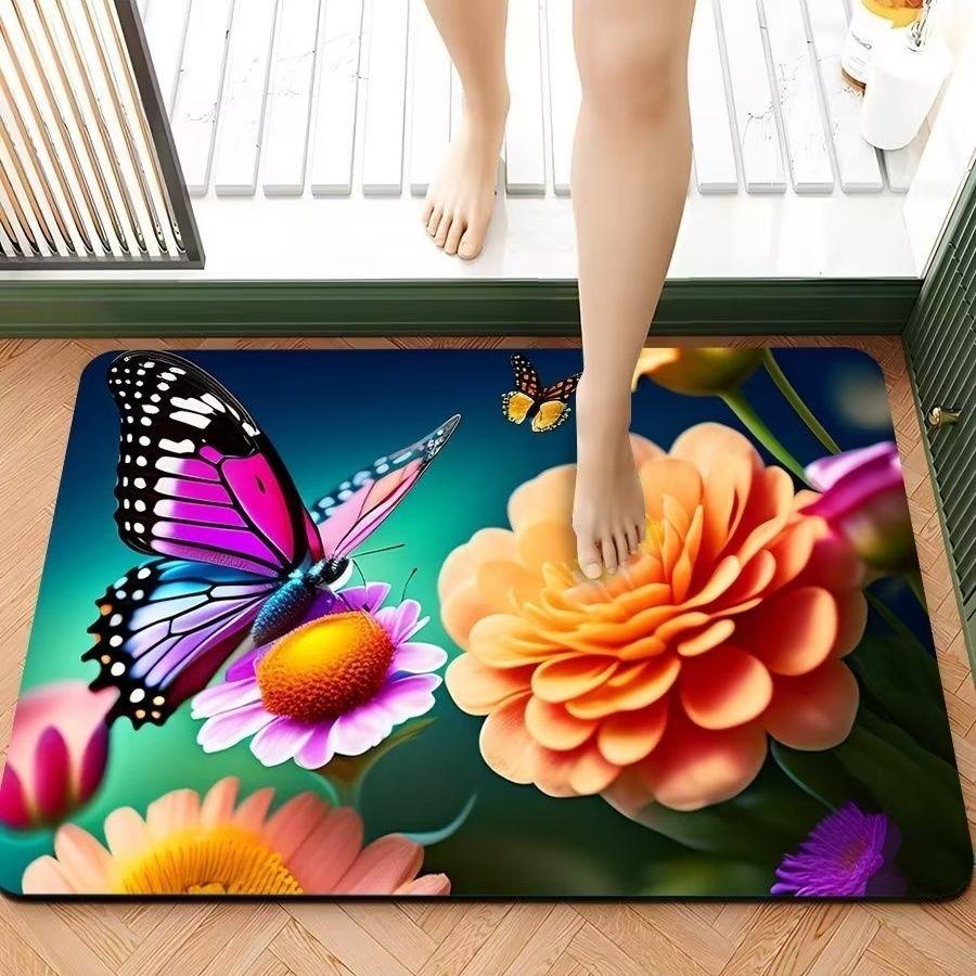 3D Floor Mat Little Daisy Strong Absorbent Quick Dry Foot Mats Bathroom Non-slip Soft Mats Bathroom Carpet