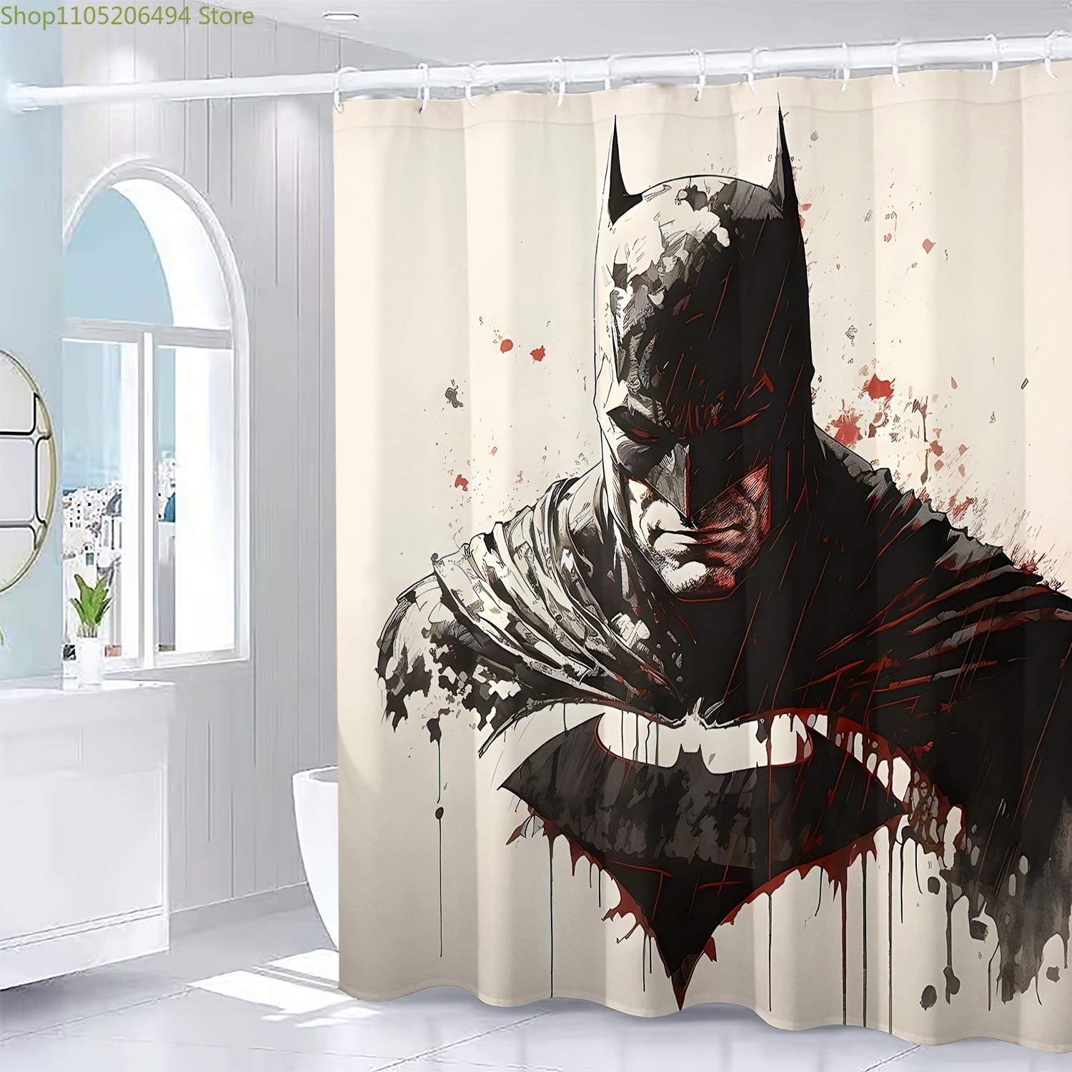 

1pc WB Batman Shower Curtain - Iconic Batman Print, Lightweight Bat-Themed Privacy Bath Curtain Suitable for Bathroom, for Hom 90x180cm