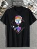 Men's Retro Alien Peace Sign TShirt Vintage SpaceThemed Round Neck Tee with Colorful Alien Graphics