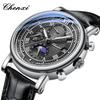 CHENXI 976 Men Quartz Watch luxury Brand Moon Phase Date Multifunctional Chronograph Leather Strap Wristwatch Business Gift