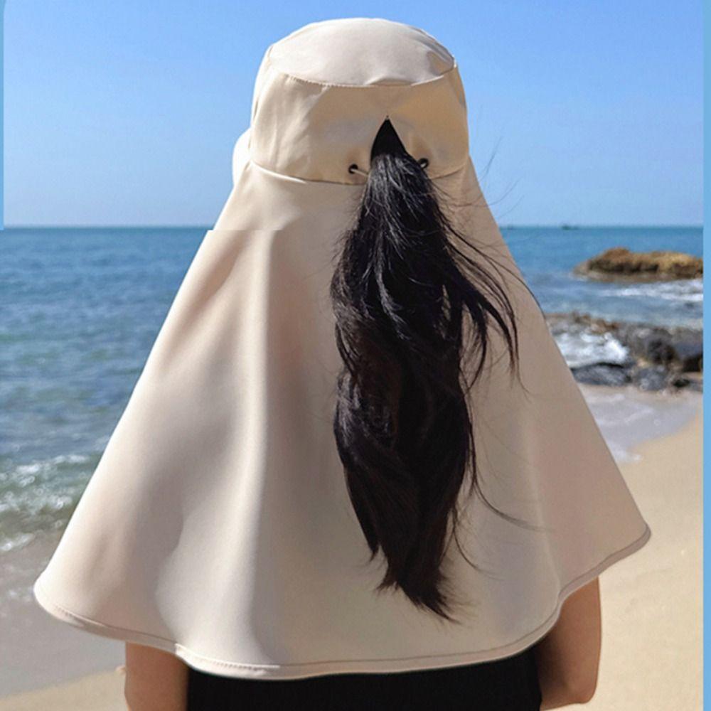 Wide-Brimmed Sunshade Sun Hat Full Face Sun Protection Neck Protection Cap Fashion Mask Hat  Travel