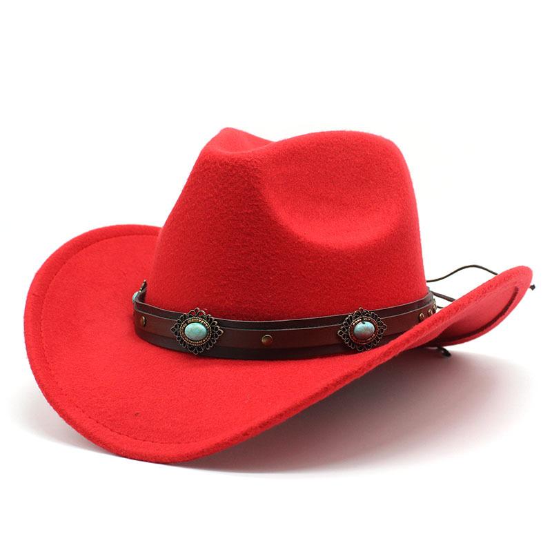 Simple Woolen Western Cowboy Top Hat Black Trend Versatile Belt Men'S Jazz Hat