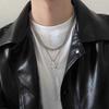 Gothic Double Layered Cross Hollow Star Necklaces for Men Boys Hiphop Silver Color Choker Necklaces Party Jewelry Accessories