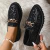Fashion 2025 Spring New Women's Retro Leopard Pattern Chain Deisgned Thick Soled Round Head Loafers Shallow Mouth Fashion Single Shoes