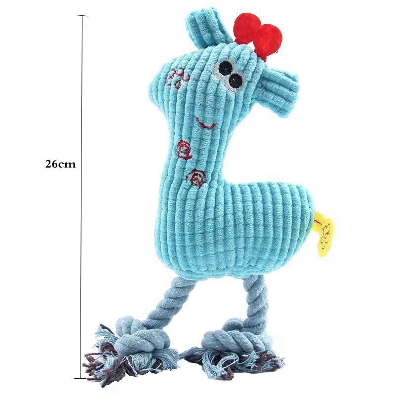 Dog Plush Toy Animals Shape Bite Resistant Squeaky Toys Corduroy Dog Toys for Small Large Dogs Puppy Pets Training Accessories