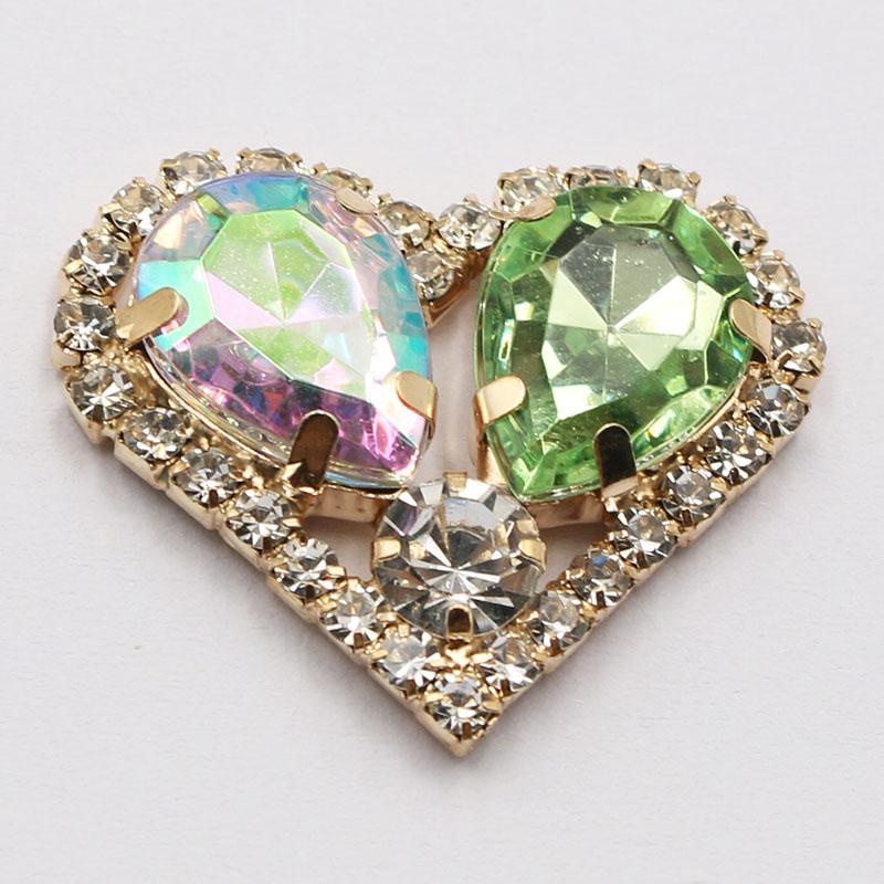 LKERAN 10pcs26 * 28MM Love Rhinestone Acrylic Button DIY Clothing Decoration Wedding Dress Handmade Decoration Accessories