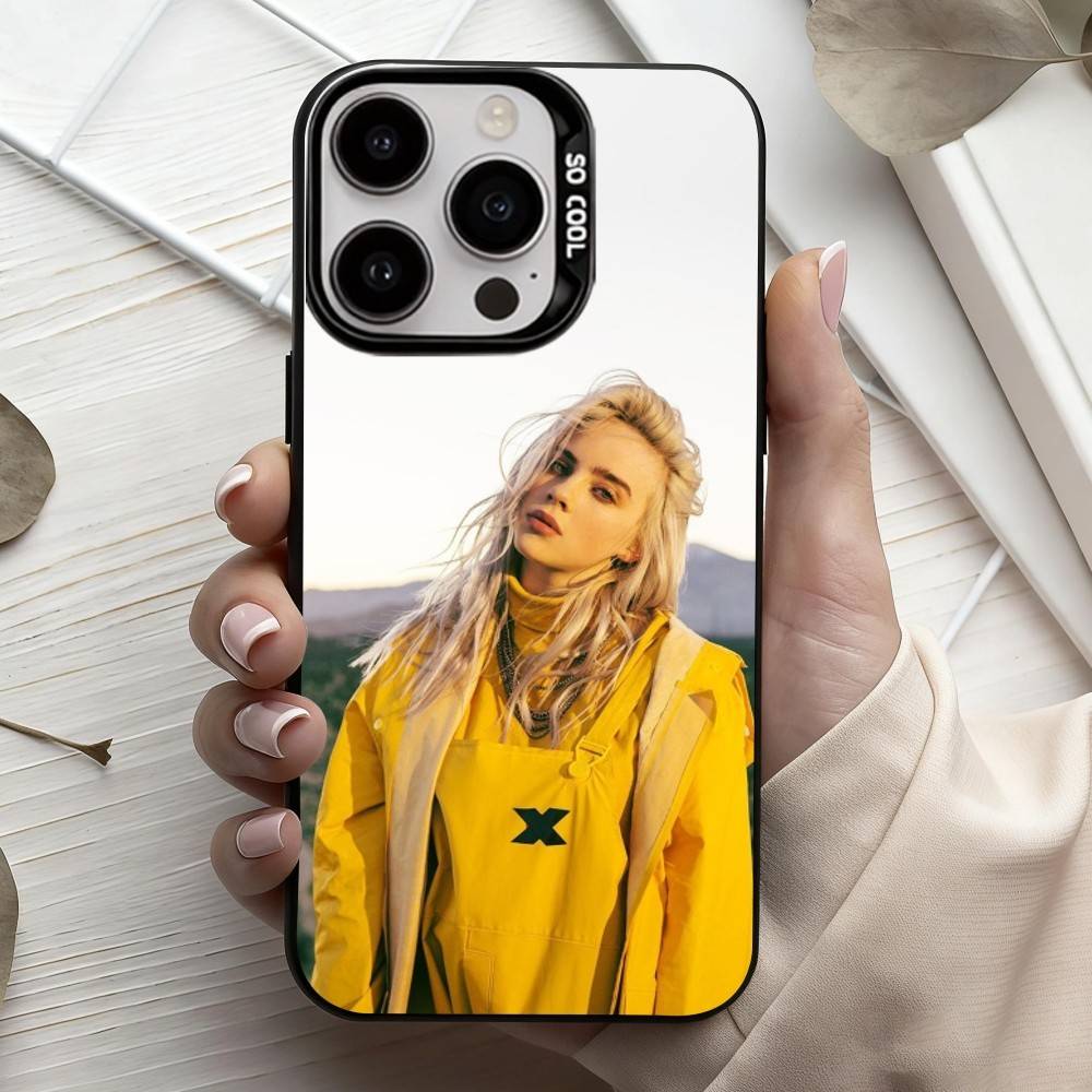 Sänger B-Billie Eilish-H Handyhülle Für iPhone17,16,15,14,13,12,11 Plus,Pro Max Schwarz Candy Silber Handyhülle