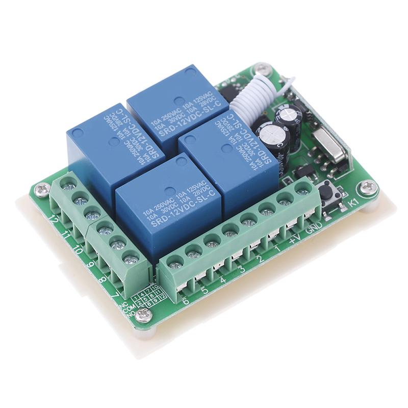 Dc 12V 10A 433Mhz 4Ch Wireless Relay Rf Remote Control Switch Receiver