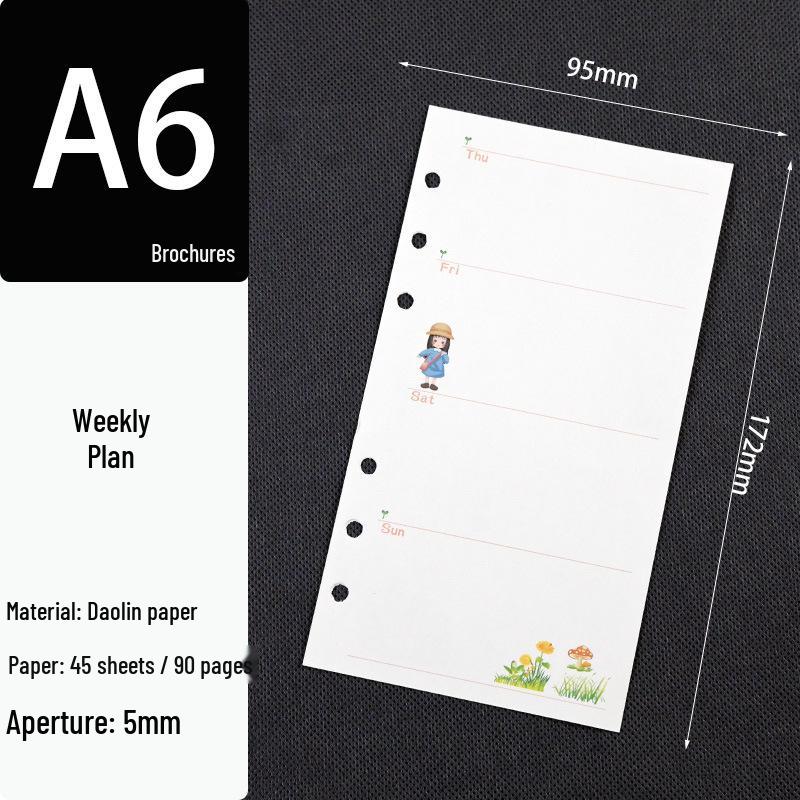 A6 Loose-Leaf Binder Refill: 6-Hole Planner & Budget Notebook Sheets