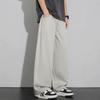 Summer New European Scimitar Splicing Loose Black Straight Wide-leg Casual Pants Men's Very Light Pants