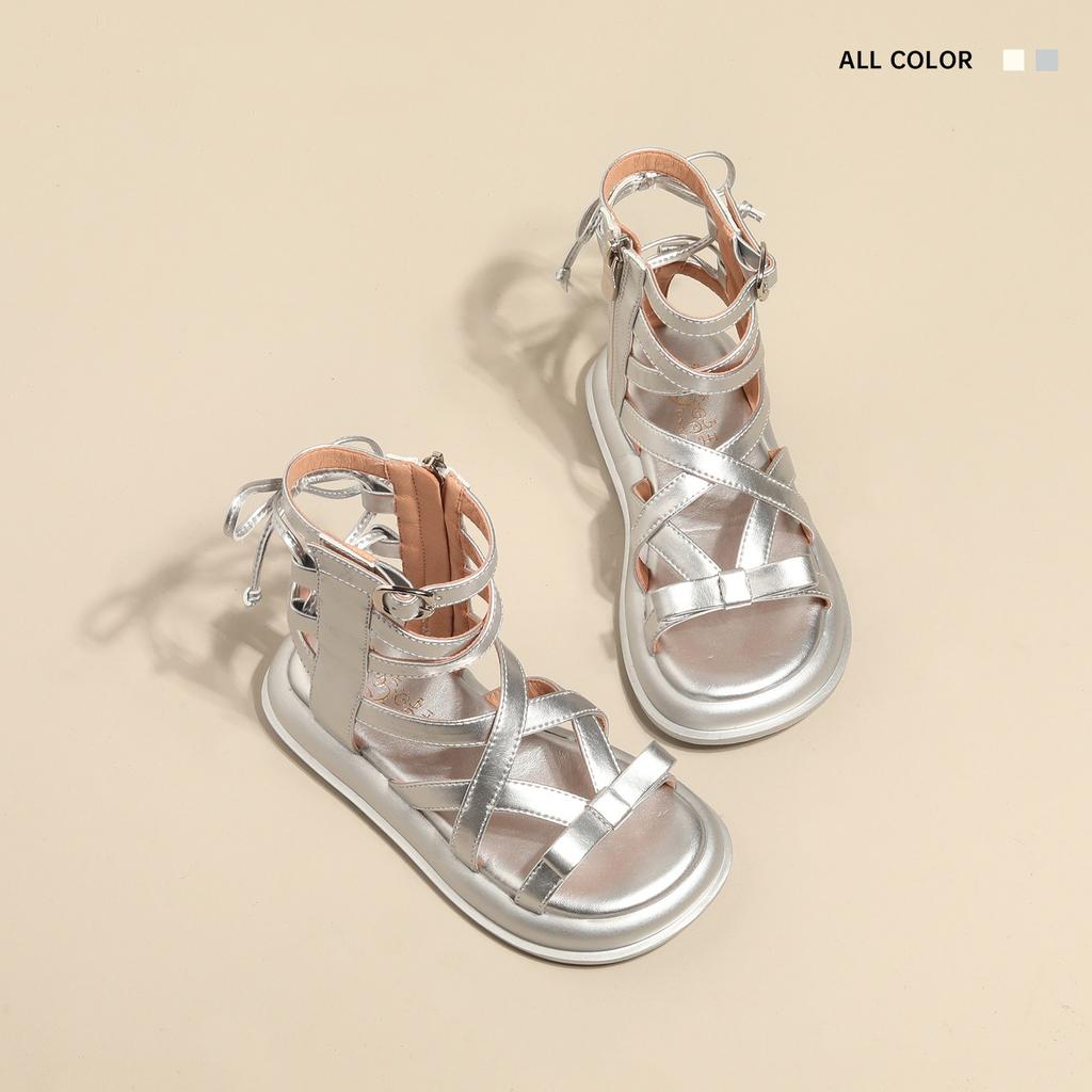 Roman sandals girls summer 2025 new children's shoes girls princess summer explosion big children high top silver