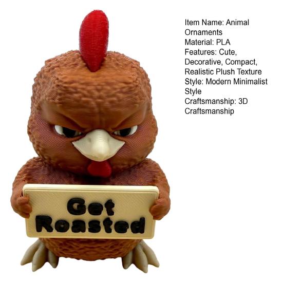 Animals with Attitude 3D Printed Figurines, Cute Animal Holding Placard Ornaments, Mood Humor Statue, Office Shelf Decor, Unique Handmade Style