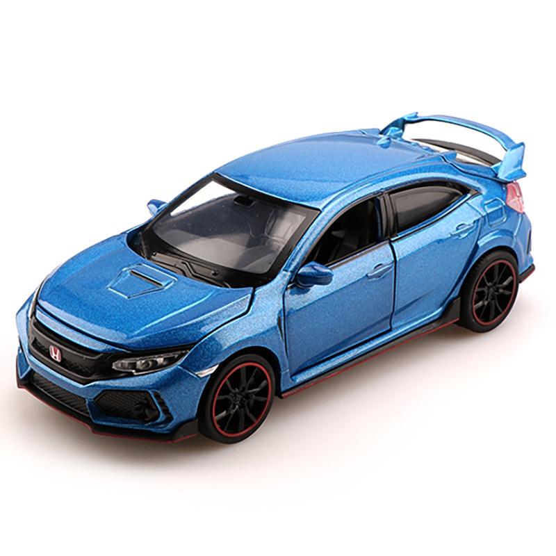

1/32 Honda CIVIC TYPE R Automobile Model Alloy Die Cast Children s Toy Car with Base Collection Boys Birthday Gift синий