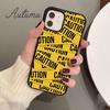 Funny Caution Tape Danger Phone Case for iPhone 11 12 13 14 Pro Max Mini XR XS SE 2020 6S 7 8 Plus Samsung Galaxy S21 S22 Cover