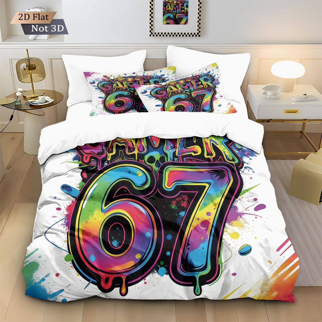 3Pcs Cyber Graffiti 67 Game Controller Printed Core Free Down Duvet Cover Set Multi Size Bedding Decoration Machine Washable