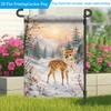 2D Flat - 2D Flat 1pc, Winter Deer Wearing Scarf, Featuring a Lively Graphic Design, These Single-Sided Printed Polyester Garden Flags Are Suitable Fo