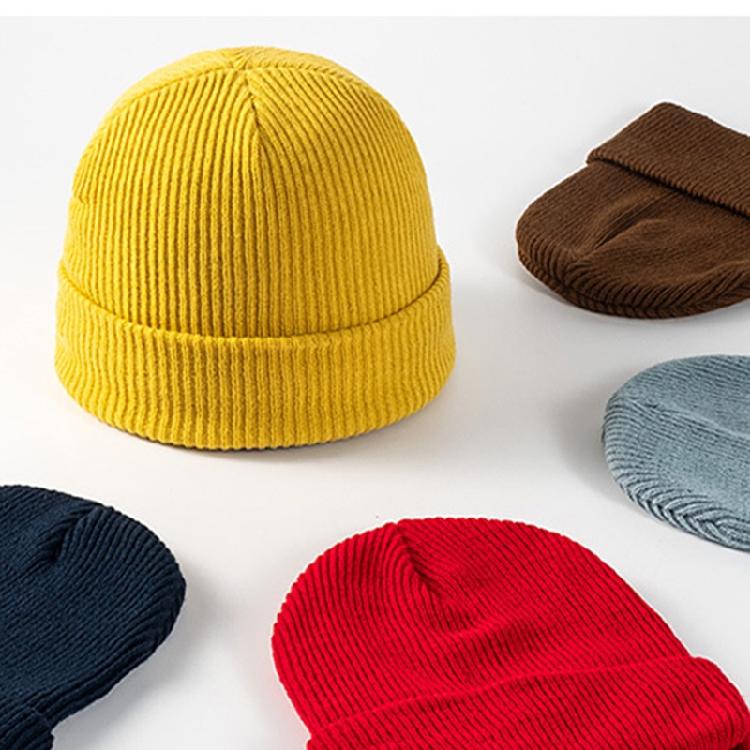 Warm Knitted Wool Cap Unisex Beanie Stretch Thick Knitted Cap for Cold Weather