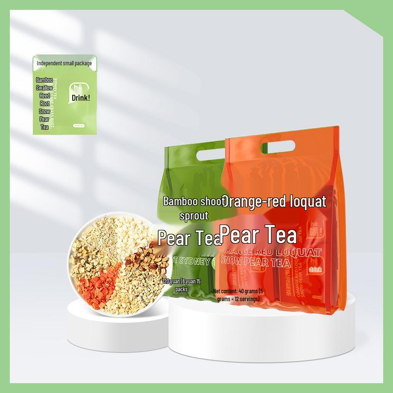 Bamboo Cane & Imperata Pear Tea: Children's Cooling Tea with Sugarcane Sweet Water & Water Chestnut - Fruit Flower Health Drink.