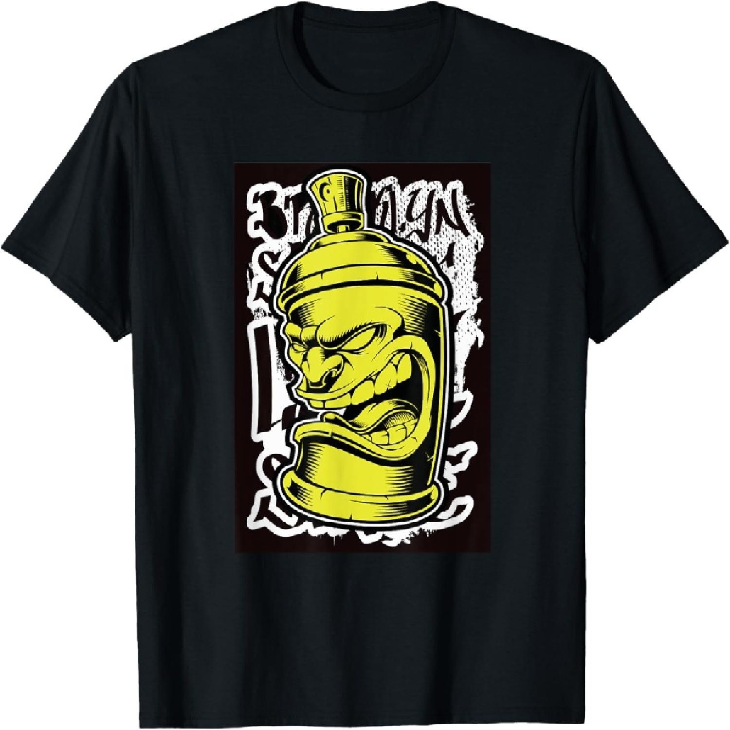 Уличный Арт Ретро 80-е 90-е Хип-Хоп Граффити Баллончик с Краской Футболка S