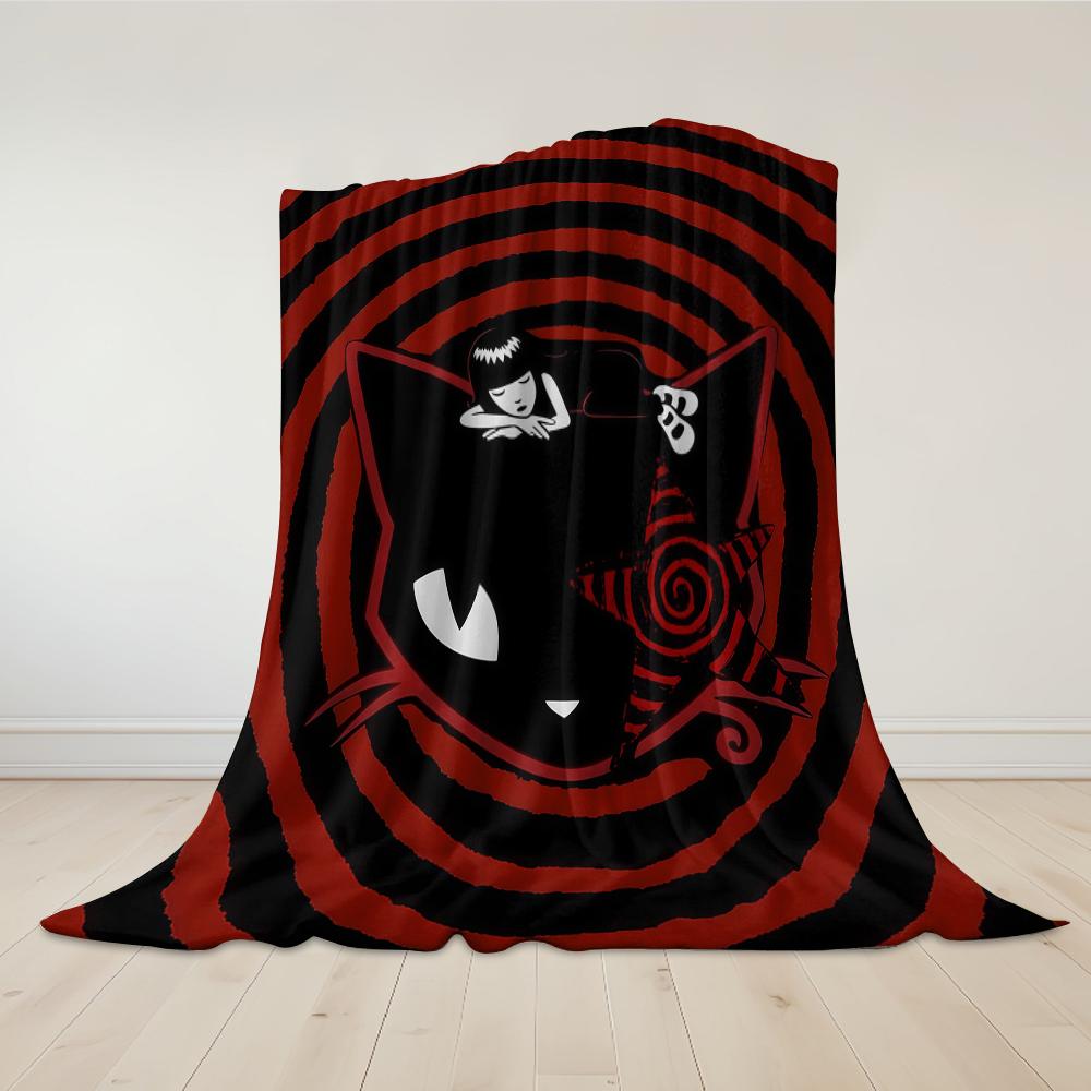 Gothic Cat Whimsy Flannel Blanket Warm Soft Halloween Christmas Couch Warm Cozy Decorative Decor Gift for All Season