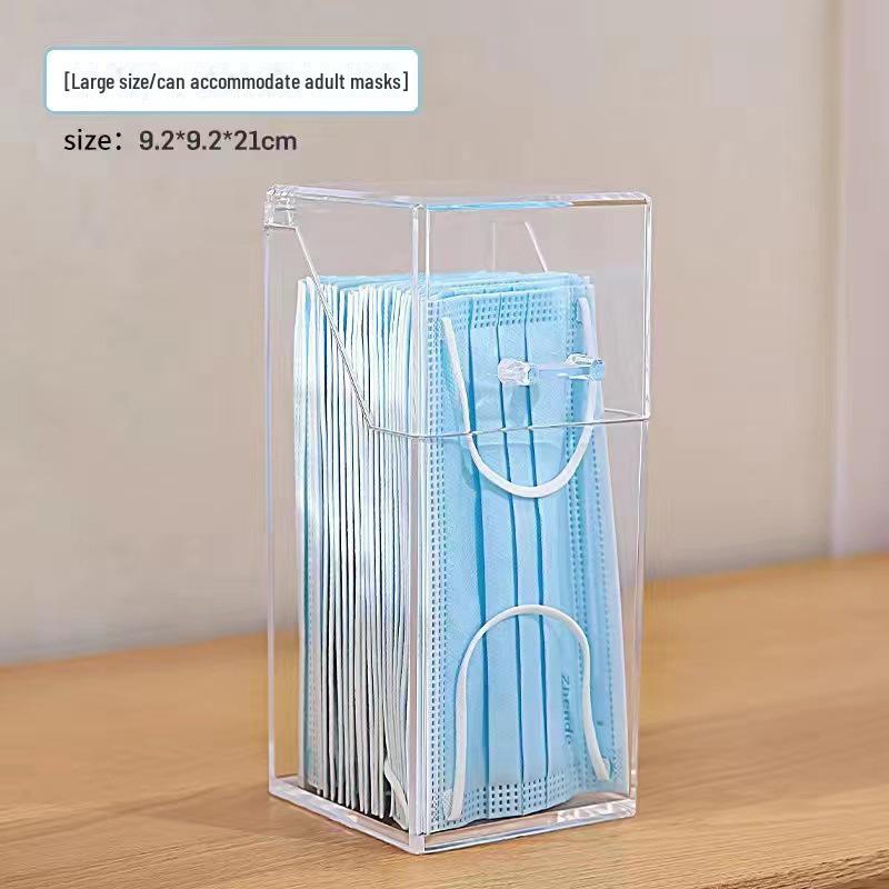 "Clear Acrylic Desktop Dust Mask Storage Box with Cover"