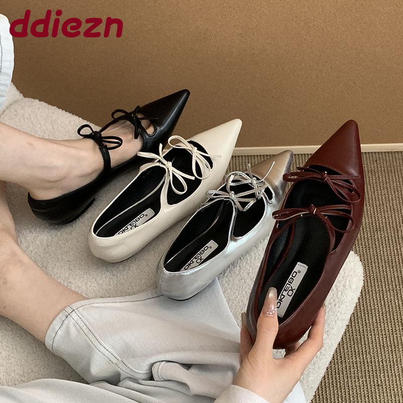 Fashion Spring Summer Fashion Pointed Toe Ladies Flats Slip On Shoes Female Shallow Footwear Butterfly-Knot Women Flats With Shoes