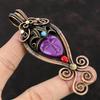 Purple Carved Bone Face Gemstone Pendant Copper Wire Wrapped Pendant Coral & Turquoise Pendant Copper Wire Wrapped Jewelry Handmade Pendants